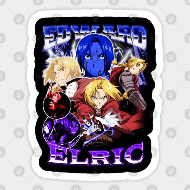 Anime Vintage Edward Elric Sticker by BVNKGRAPHICS